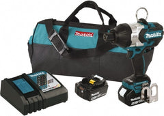 Makita - 7/16" Drive 18 Volt T-Handle Cordless Impact Wrench & Ratchet - 2,200 RPM, 600 Ft/Lb Torque, 2 Lithium-Ion Batteries Included - Exact Tooling
