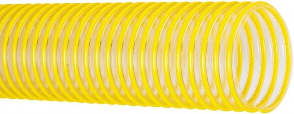 Flexaust - 1-1/2" ID, 29 Hg Vac Rating, 40 psi, Polyurethane Vacuum & Duct Hose - 25' Long, Yellow, 2" Bend Radius, -40 to 200°F - Exact Tooling