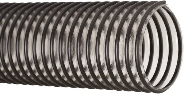 Flexaust - 6" ID, 10 Hg Vac Rating, 12 psi, PVC Vacuum & Duct Hose - 25' Long, Clear/Black, 6-1/4" Bend Radius, 20 to 160°F - Exact Tooling