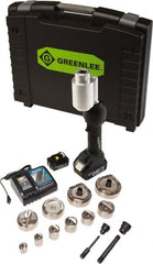 Greenlee - 16 Piece, 0.88 to 4.5445" Punch Hole Diam, Hydraulic Knockout Set - Round Punch, 10 Gage Stainless Steel, 10 Gage Mild Steel - Exact Tooling