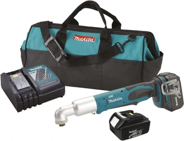 Makita - 18 Volt, 1/4" Drive, 530 In/Lb Torque, Cordless Impact Driver - Inline Handle, 2000 RPM, 2 Lithium-Ion Batteries Included - Exact Tooling