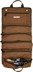 Bucket Boss - 6 Pocket Brown & Green Canvas Tool Roll - 4-1/2" Wide x 4-1/2" Deep x 26" High - Exact Tooling