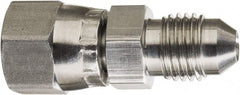 Made in USA - 3/4" Tube OD, 37° Stainless Steel Flared Tube Swivel Connector - 1-1/16-12 Female Flare x Male Flare Ends - Exact Tooling