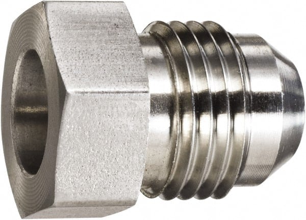 Made in USA - 1-1/4" Tube OD, 37° Stainless Steel Flared Tube OD Socket - 1-5/8-12 Weld x Male Flare Ends - Exact Tooling