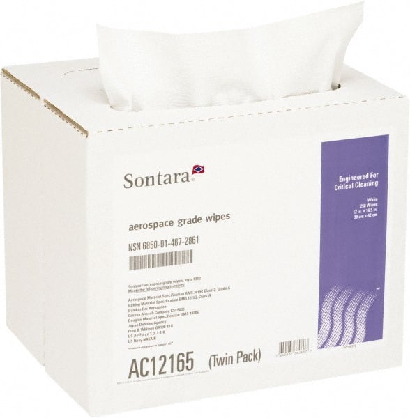 NuTrend Disposables - Dry Aerospace Wipes - Pop-Up, 12" x 16-1/2" Sheet Size, White - Exact Tooling