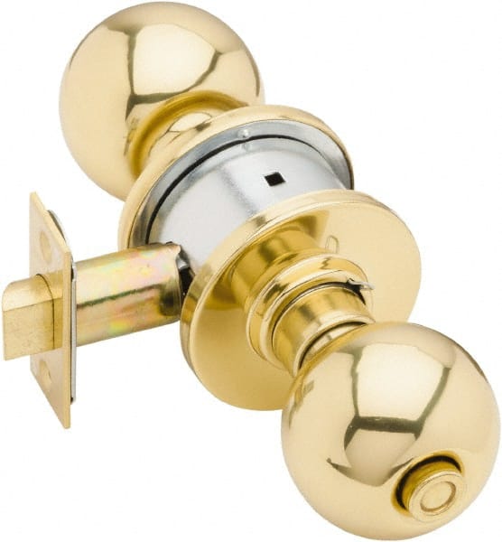 Schlage - 1-3/8 to 1-7/8" Door Thickness, Bright Brass Privacy Knob Lockset - Exact Tooling