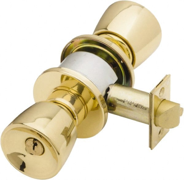 Schlage - 1-3/8 to 1-7/8" Door Thickness, Bright Brass Storeroom Knob Lockset - Exact Tooling