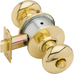 Schlage - 1-3/8 to 1-7/8" Door Thickness, Bright Brass Privacy Knob Lockset - Exact Tooling