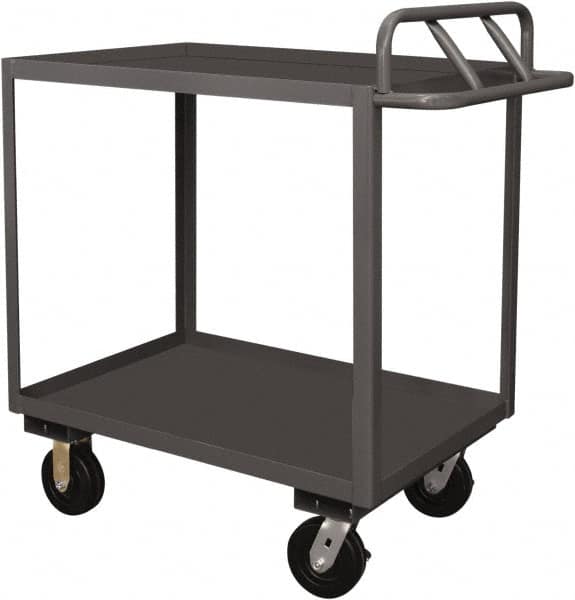 Durham - 3,600 Lb Capacity, 30" Wide x 60" Long x 30" High Service Cart - 2 Shelf, Steel, 2 Rigid/2 Swivel Casters - Exact Tooling
