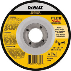 DeWALT - 4-1/2" Wheel Diam, 1/8" Wheel Thickness, 7/8" Arbor Hole, Type 27 Depressed Center Wheel - Fine/Coarse Grade, Ceramic, 13,300 Max RPM - Exact Tooling