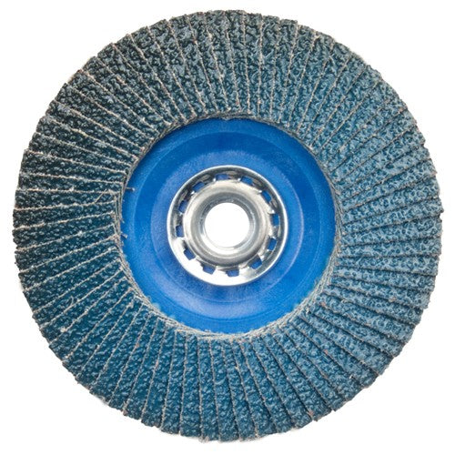 ‎5″ × 5/8″-11 Flap Disc BlueFire Quick Trim Type 27 Plastic Plate 40 Grit - Exact Tooling