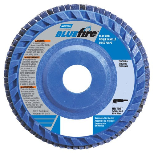 6″ × 7/8″ Flap Disc BlueFire Quick Trim Type 27 Plastic Plate 80 Grit - Exact Tooling
