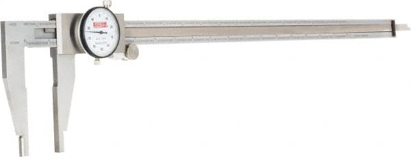 SPI - 0" to 18" Range, 0.001" Graduation, 0.1" per Revolution, Dial Caliper - White Face, 3.125" Jaw Length, Accurate to 0.0020" - Exact Tooling