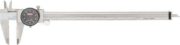 SPI - 0" to 12" Range, 0.001" Graduation, 0.1" per Revolution, Dial Caliper - Black Face, 2.51" Jaw Length, Accurate to 0.0015" - Exact Tooling