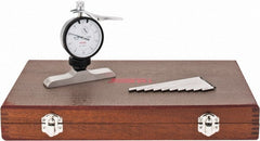 SPI - 0 to 100mm Range, Steel, White Dial Depth Gage - 0.01mm Graduation, 0.02mm Accuracy, 101mm Base Measuring Length - Exact Tooling