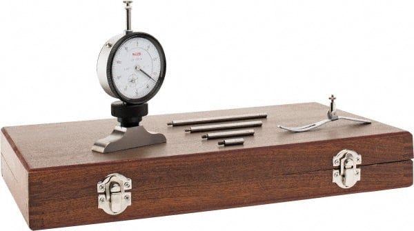 SPI - 0 to 4" Range, Steel, White Dial Depth Gage - 0.001" Graduation, 0.002" Accuracy, 2-1/2" Base Measuring Length - Exact Tooling