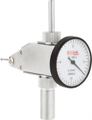 SPI - 0.02" Range, 0.0005" Dial Graduation, Vertical Dial Test Indicator - 1-1/4" White Dial, 0-10-0 Dial Reading, Accurate to 0.0005" - Exact Tooling