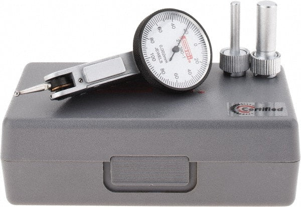 SPI - 0.2mm Range, 0.002mm Dial Graduation, Horizontal Dial Test Indicator - 32mm White Dial, 0-100-0 Dial Reading, Accurate to 0.004mm - Exact Tooling