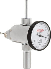 SPI - 0.03" Range, 0.0005" Dial Graduation, Vertical Dial Test Indicator - 1-1/4" White Dial, 0-15-0 Dial Reading, Accurate to 0.0005" - Exact Tooling