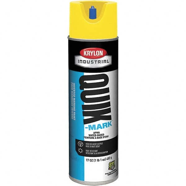Krylon - 20 fl oz Yellow Marking Paint - 664' Coverage at 1" Wide, Water-Based Formula, 307 gL VOC - Exact Tooling