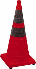 PRO-SAFE - 28" High, Orange Collapsible Traffic Cone - 14" Base Width, 4 Lb - Exact Tooling