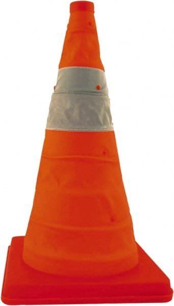 PRO-SAFE - 18" High, Orange Collapsible Traffic Cone - 13" Base Width, 16 Lb - Exact Tooling