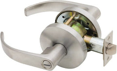 Falcon - Grade 1 Privacy Lever Lockset for 1-3/8" Thick Doors - 2-3/4" Back Set, No Cylinder, Steel, Satin Chrome Finish - Exact Tooling