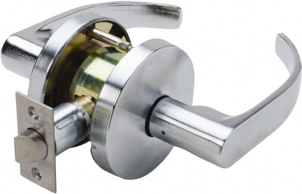 Falcon - Grade 1 Passage Lever Lockset for 1-3/8" Thick Doors - 2-3/4" Back Set, No Cylinder, Steel, Satin Chrome Finish - Exact Tooling