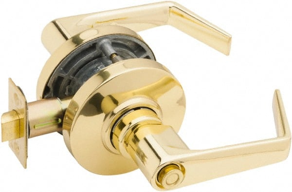 Falcon - Grade 2 Entrance Lever Lockset for 1-3/8" Thick Doors - 2-3/4" Back Set, No Cylinder, Steel, Bright Brass Finish - Exact Tooling