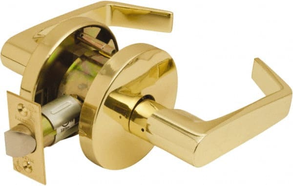 Falcon - Grade 2 Passage Lever Lockset for 1-3/8" Thick Doors - 2-3/4" Back Set, No Cylinder, Steel, Bright Brass Finish - Exact Tooling