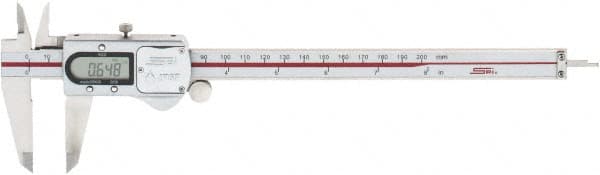 SPI - 0 to 200mm Range, 0.01mm Resolution, IP67 Electronic Caliper - Stainless Steel with 50mm Stainless Steel Jaws, 0.03mm Accuracy - Exact Tooling