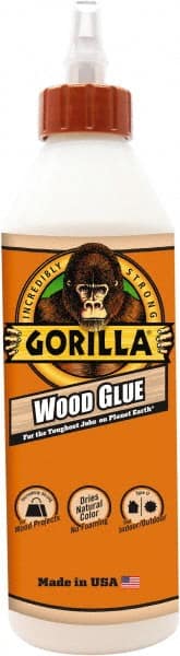 Gorilla Glue - 18 oz Bottle Natural Wood Glue - 3 to 4 hr Working Time, 24 hr Full Cure Time, Bonds to Cork Board & Wood - Exact Tooling