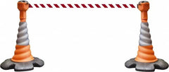 PRO-SAFE - 40" High, Orange, Red & White Warning Post Kit - 23-15/16" Base Width, 27.31 Lb - Exact Tooling