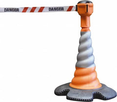 PRO-SAFE - 40" High, Orange & Red Warning Post Kit - 23-15/16" Base Width, 13.65 Lb - Exact Tooling