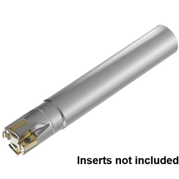 Kennametal - 1-1/4" Cut Diam, 15.5mm Max Depth of Cut, 1-1/4" Shank Diam, 254mm OAL, Indexable Square Shoulder End Mill - LNGU15T608SRGE Inserts, Cylindrical Shank, 0° Lead Angle, Through Coolant, Series MILL 4-15 - Exact Tooling