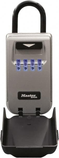 Master Lock - 2" Wide x 6-3/4" Overall Height, Set-Your-Own Combination, Portable Key Safe - Dark Gray Finish - Exact Tooling