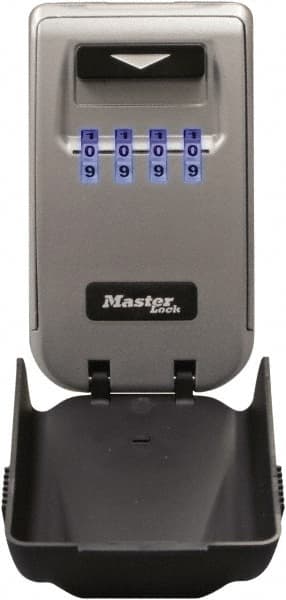 Master Lock - 2" Wide x 4-11/16" Overall Height, Set-Your-Own Combination, Wall Mount Key Safe - Dark Gray Finish - Exact Tooling