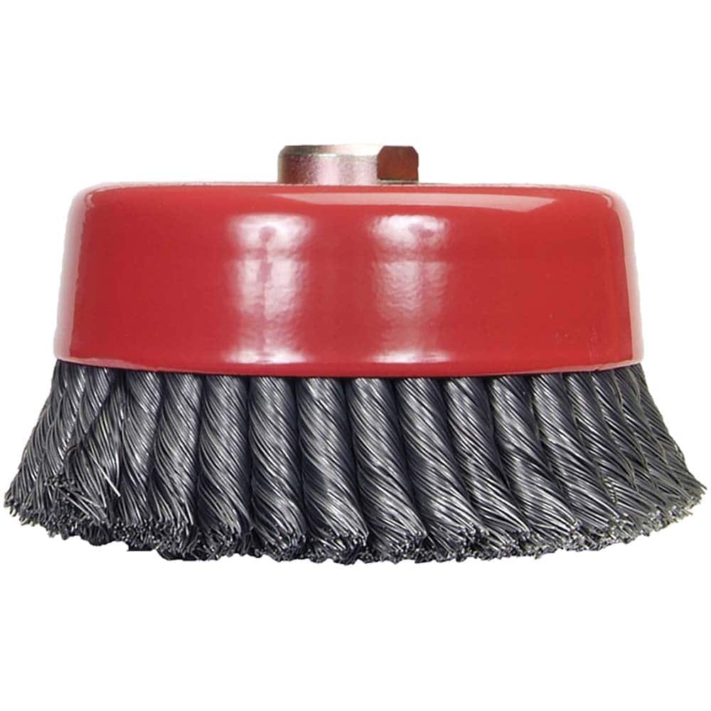 Norton - 6" Diam 5/8-11 Threaded Arbor Carbon Steel Fill Cup Brush - Exact Tooling