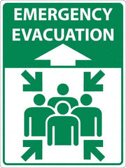 NMC - "Emergency Evacuation", 24" Long x 18" Wide, Sportwalk Safety Sign - Rectangle, 0.005" Thick, Use for Workplace/Safety - Exact Tooling