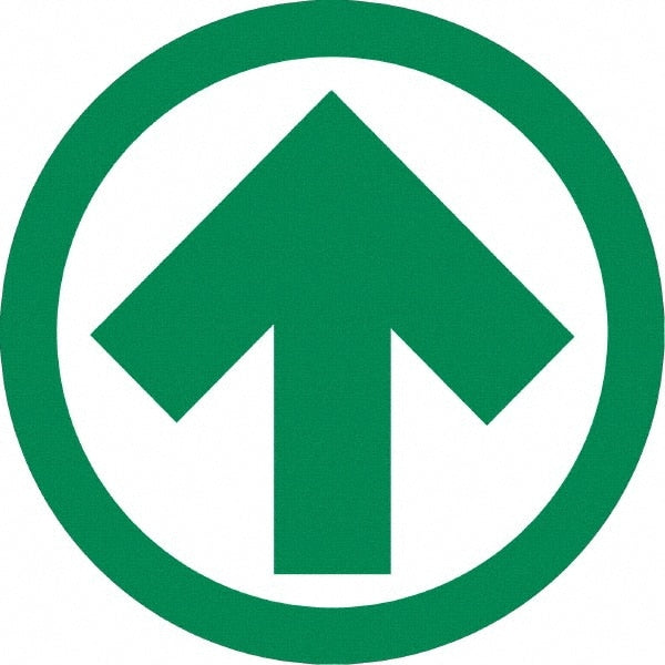 NMC - "Arrow", 36" Long x 36" Wide, Asphalt Art Safety Sign - Round, 0.005" Thick, Use for Workplace/Safety - Exact Tooling
