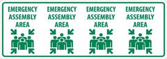 NMC - "Emergency Assembly Area", 12" Long x 34" Wide, Sportwalk Safety Sign - Rectangle, 0.005" Thick, Use for Workplace/Safety - Exact Tooling