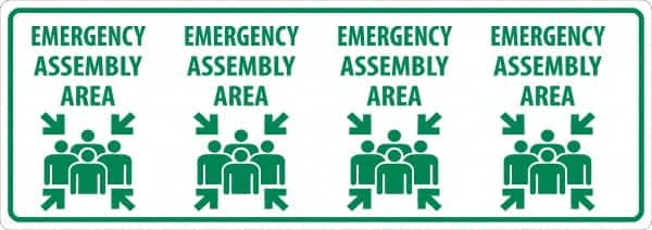 NMC - "Emergency Assembly Area", 12" Long x 34" Wide, Asphalt Art Safety Sign - Rectangle, 0.005" Thick, Use for Workplace/Safety - Exact Tooling