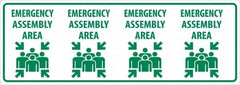 NMC - "Emergency Assembly Area", 12" Long x 34" Wide, Asphalt Art Safety Sign - Rectangle, 0.005" Thick, Use for Workplace/Safety - Exact Tooling
