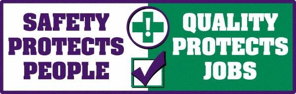 NMC - "Quality Protects Jobs", 23" Long x 72" Wide, Texwalk Safety Sign - Rectangle, 0.005" Thick, Use for Workplace/Safety - Exact Tooling