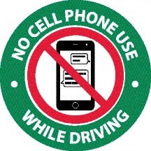 NMC - "No Cell Phone Use", 3" Long x 3" Wide, Pressure-Sensitive Vinyl Safety Sign - Round, 0.0045" Thick, Use for Accident Prevention, Pack of 25 - Exact Tooling