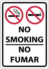 NMC - "No Smoking - No Fumar", 10" Long x 14" Wide, Aluminum Safety Sign - Rectangular, 0.04" Thick, Use for Smoking Regulations - Exact Tooling