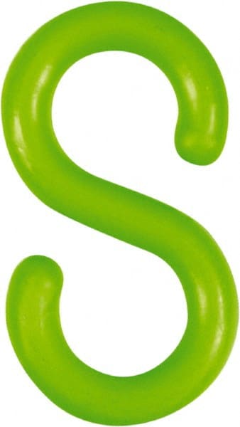 NMC - 2" High x 1/4" Long x 4" Wide Barrier S-Hook - Plastic, Uncoated, Green, Use with Plastic Chain - Exact Tooling