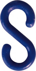 NMC - 2" High x 1/4" Long x 4" Wide Barrier S-Hook - Plastic, Uncoated, Blue, Use with Plastic Chain - Exact Tooling