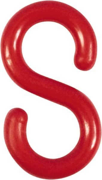 NMC - 1-1/2" High x 1/4" Long x 4" Wide Barrier S-Hook - Plastic, Uncoated, Red, Use with Plastic Chain - Exact Tooling