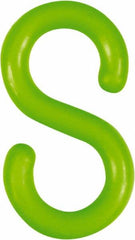 NMC - 1-1/2" High x 1/4" Long x 4" Wide Barrier S-Hook - Plastic, Uncoated, Green, Use with Plastic Chain - Exact Tooling